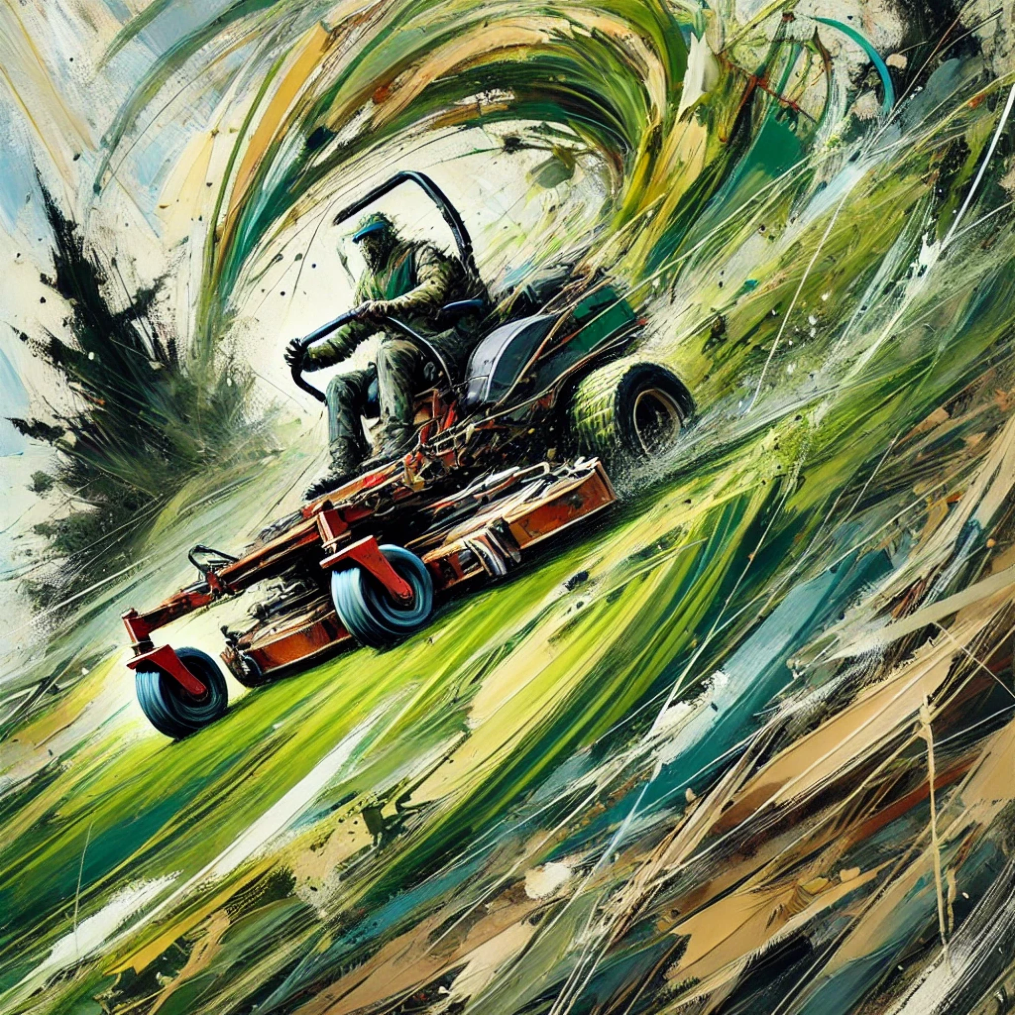 mowing on a slope